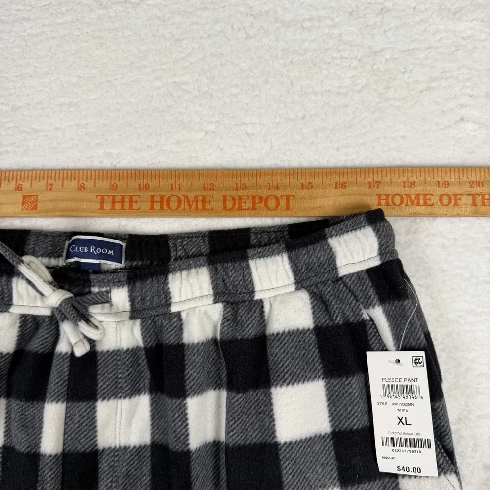 Club Room Men's Fleece Pajama Pant Black White Multi XL
